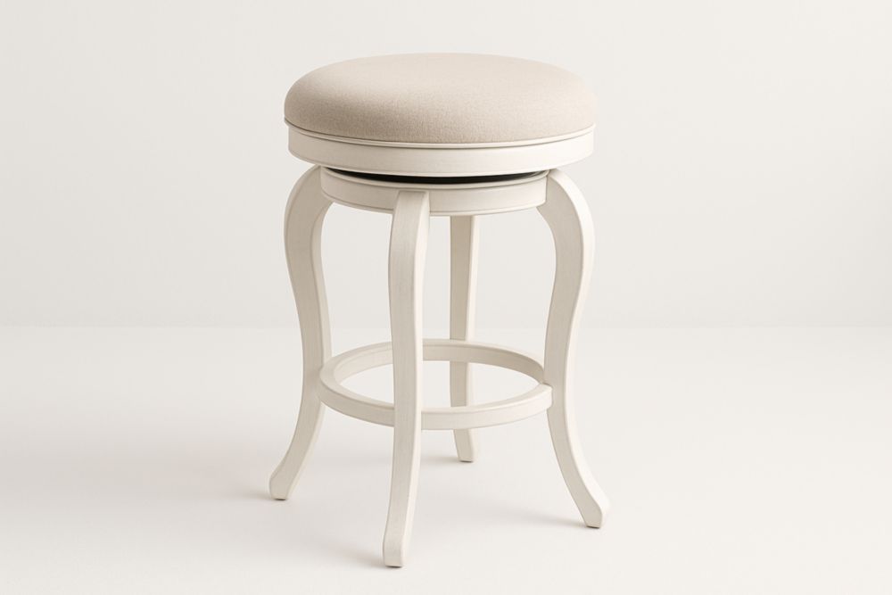 Tabouret de Bar Pivotant en Bois et Tissu Beige-jardinvitaluz