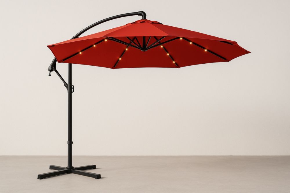Parasol d'extérieur avec LED Rouge 300cm Aluminium/Acier Polyester-jardinvitaluz