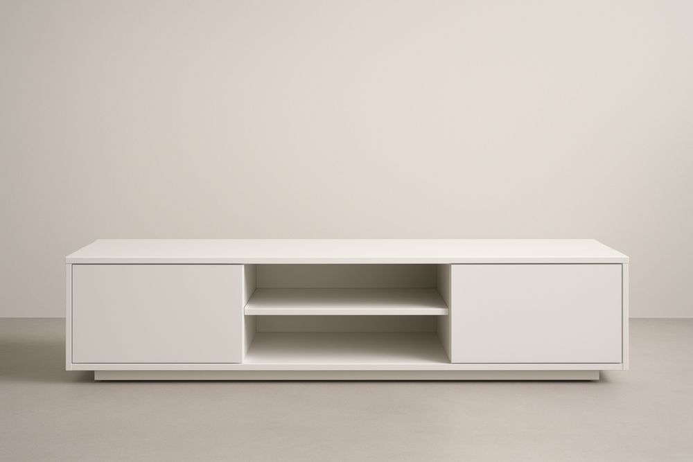 Meuble TV en MDF Blanc avec Étagères et Portes-jardinvitaluz