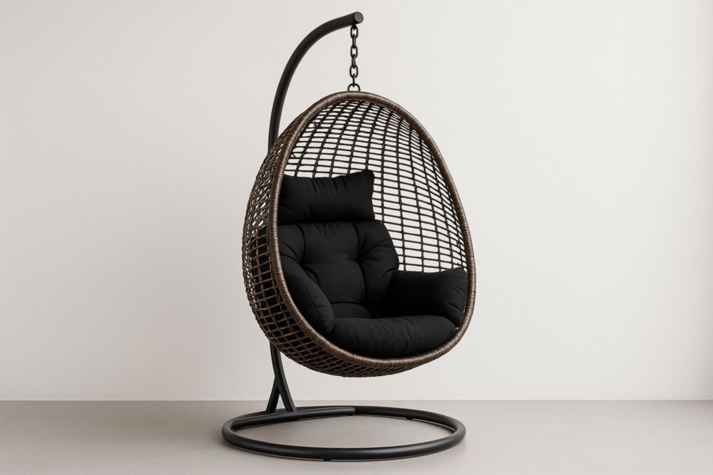 Chaise hamac suspendue en rotin avec cadre en métal 195 cm-jardinvitaluz