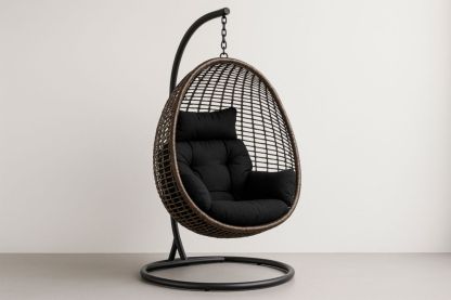 Chaise hamac suspendue en rotin avec cadre en métal 195 cm-jardinvitaluz