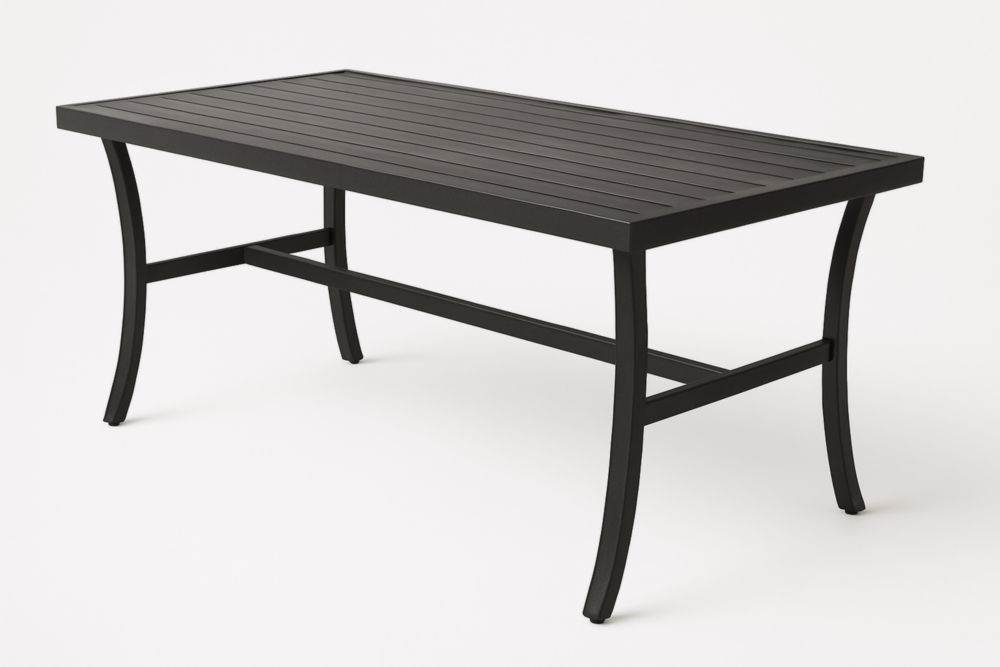Table en métal rectangulaire extérieure 150x90x75 cm noir-jardinvitaluz