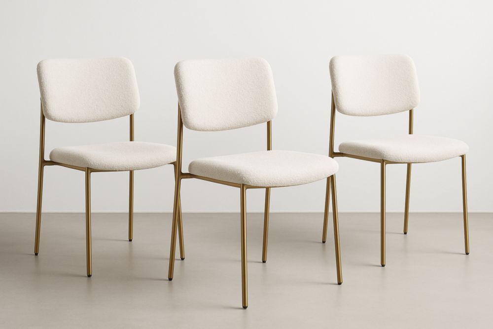 Lot de chaises en métal avec tissu blanc-jardinvitaluz