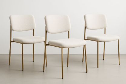 Lot de chaises en métal avec tissu blanc-jardinvitaluz