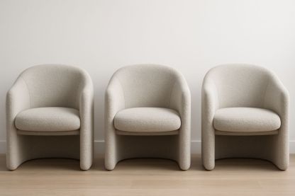 Ensemble de Trois Fauteuils en Tissu Crème-jardinvitaluz