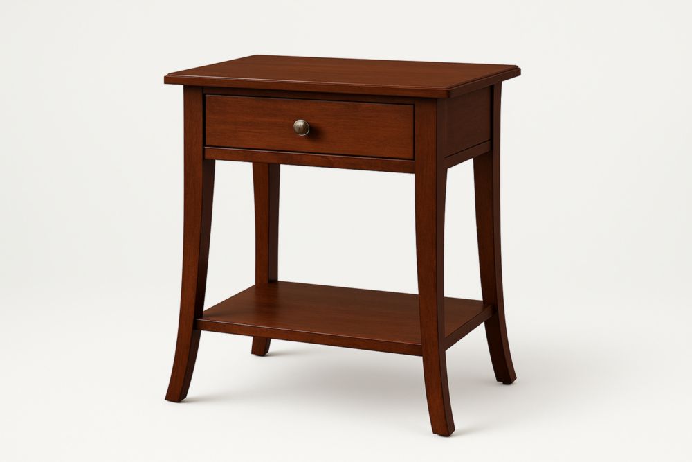 Table de chevet en bois avec tiroir et étagère brun 60x40x70cm-jardinvitaluz