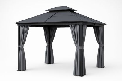 Tonnelle en Acier et Polyester Gris 300x300x275 cm-jardinvitaluz