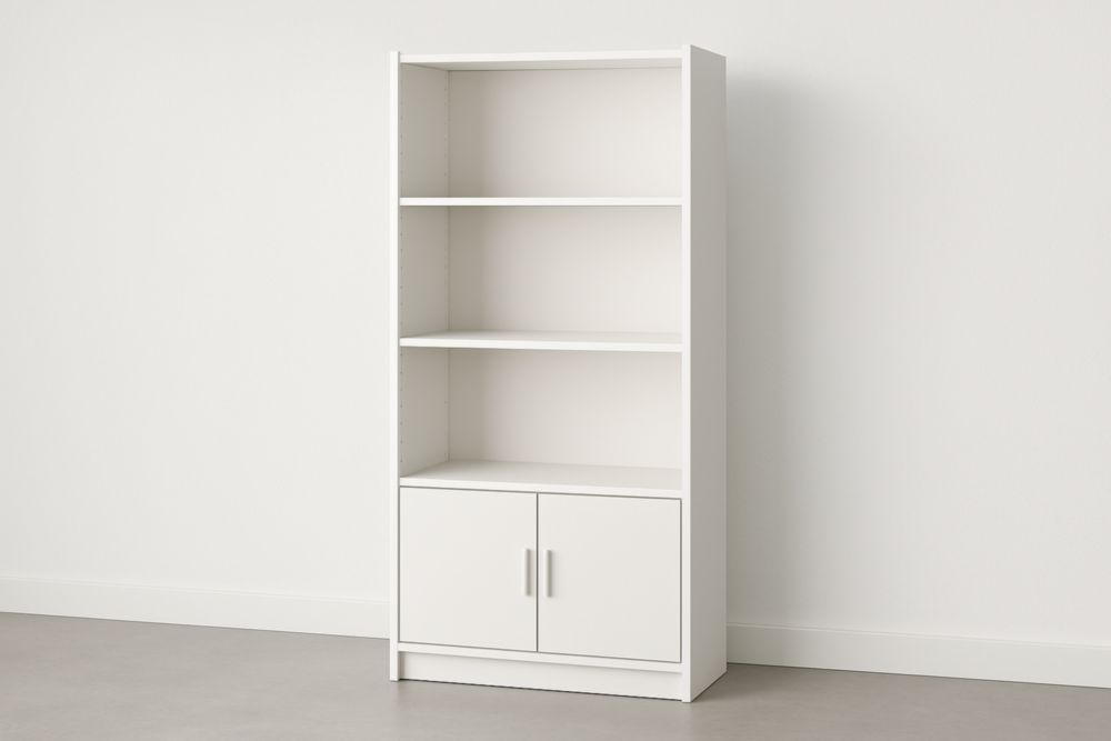 Bibliothèque blanche avec portes en panneau de particules 180cm x 80cm x 30cm-jardinvitaluz