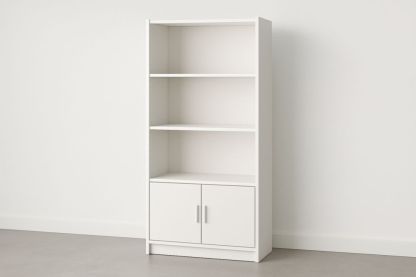Bibliothèque blanche avec portes en panneau de particules 180cm x 80cm x 30cm-jardinvitaluz