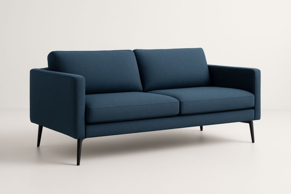 Canapé en tissu bleu foncé avec pieds en métal-jardinvitaluz