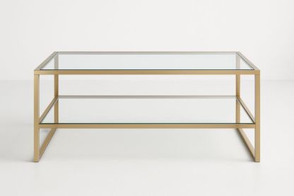 Table basse en verre trempé et métal doré 110 cm x 60 cm x 45 cm-jardinvitaluz