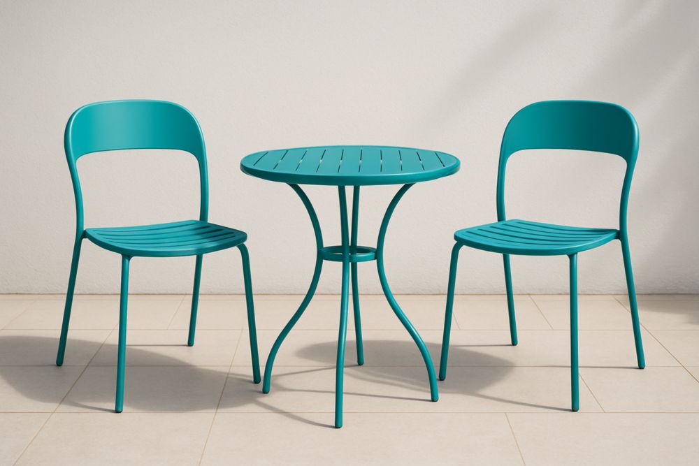 Ensemble Table Ronde et Chaises en Métal Teal-jardinvitaluz