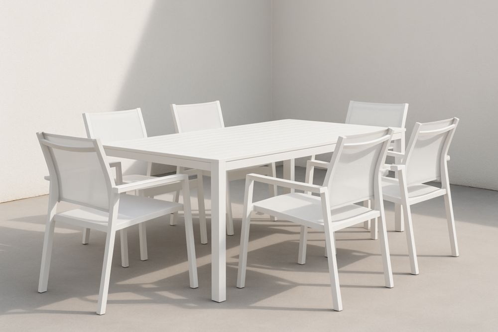 Ensemble de Jardin 7 Pièces Aluminium Blanc-jardinvitaluz