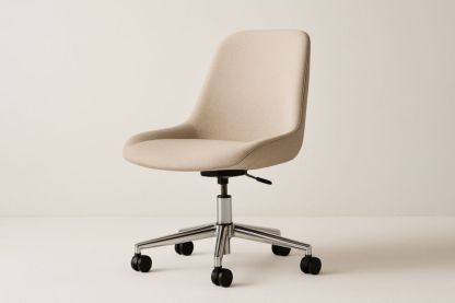 Chaise de bureau en tissu beige avec piètement métallique réglable-jardinvitaluz