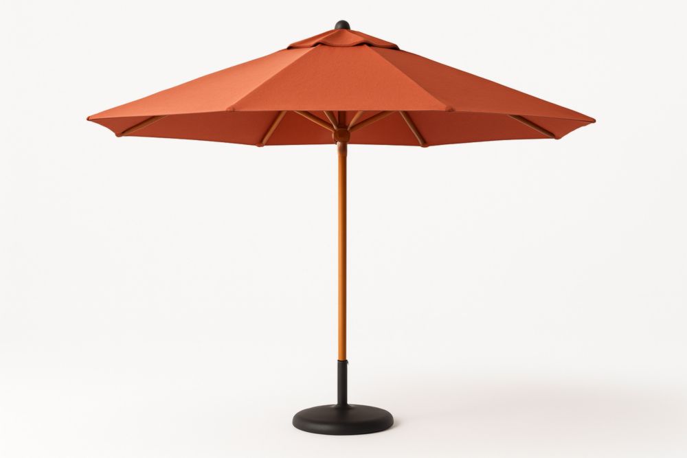 Parasol Rond Extérieur 3m en Tissu Polyester avec Mât en Bois Orange-jardinvitaluz