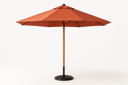 Parasol Rond Extérieur 3m en Tissu Polyester avec Mât en Bois Orange-jardinvitaluz