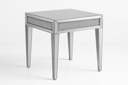 Table Basse Carrée Miroir avec Détails en Cristal-jardinvitaluz