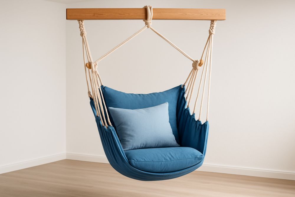 Fauteuil Suspendu en Tissu avec Coussins Bleu-jardinvitaluz