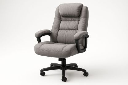 Chaise de Bureau en Tissu Gris avec Accoudoirs et Base Pivotante-jardinvitaluz