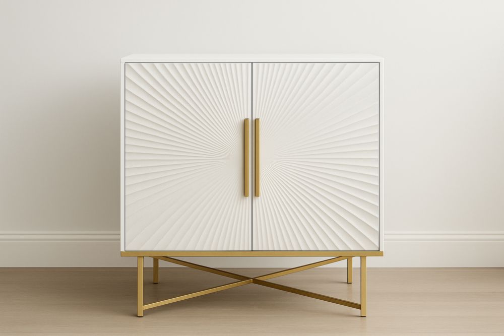 Buffet en Bois Blanc avec Pieds Métalliques Dorés-jardinvitaluz