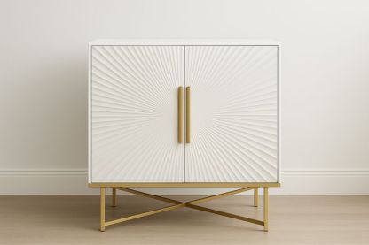 Buffet en Bois Blanc avec Pieds Métalliques Dorés-jardinvitaluz