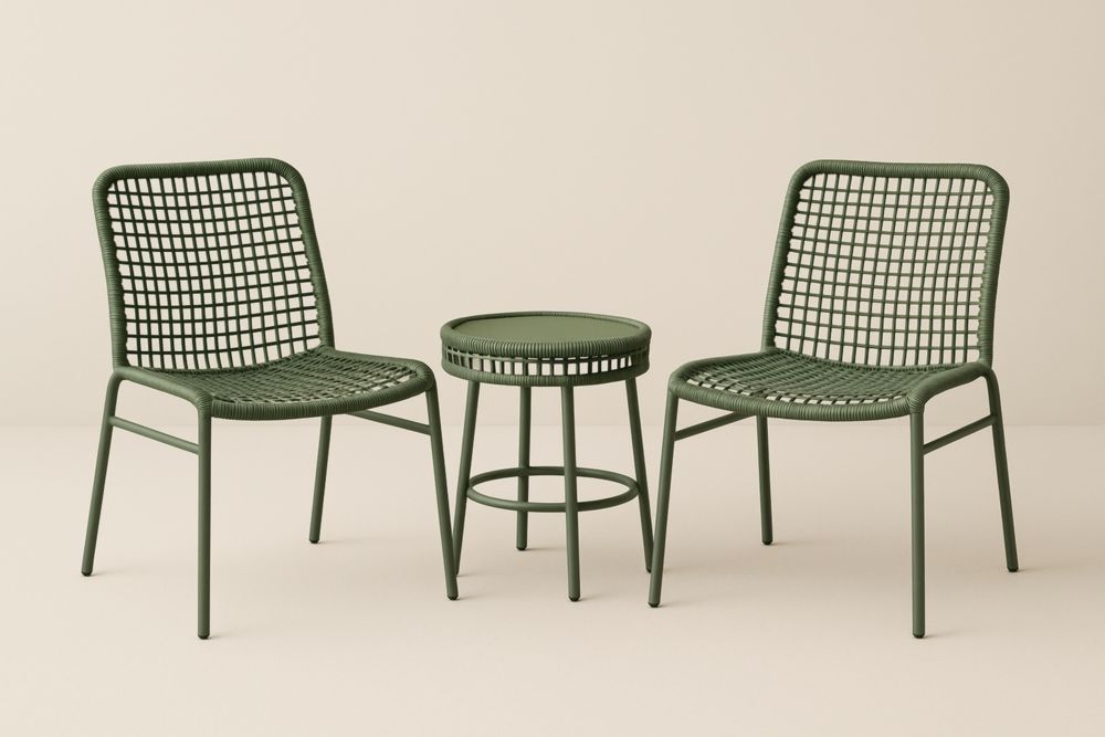Ensemble de Jardin 2 Chaises et Table Métal et Polyrotin Vert-jardinvitaluz