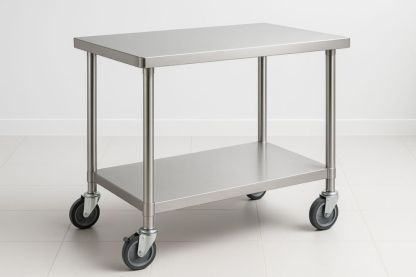 Chariot de Service en Acier Inoxydable avec Roues, 100x60x85cm-jardinvitaluz