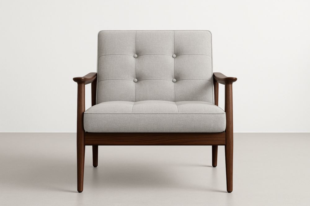 Fauteuil en bois et tissu polyester gris clair 75x70x80 cm-jardinvitaluz