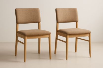 Chaises de salle à manger en bois et tissu brun (2 pièces)-jardinvitaluz