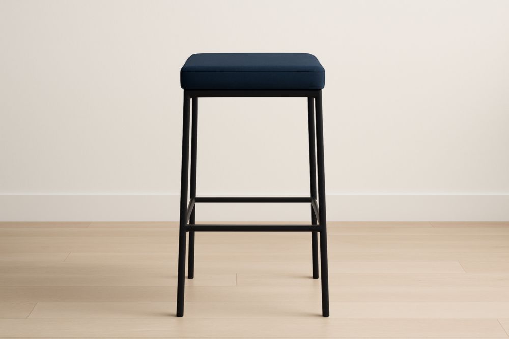 Tabouret de Bar en Métal avec Assise en Tissu Bleu 75cm-jardinvitaluz