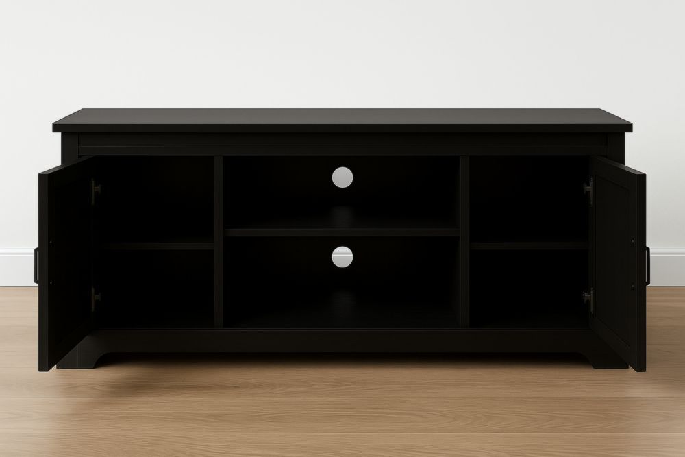 Meuble TV en panneaux de particules noir avec portes 120 x 50 x 40 cm-jardinvitaluz