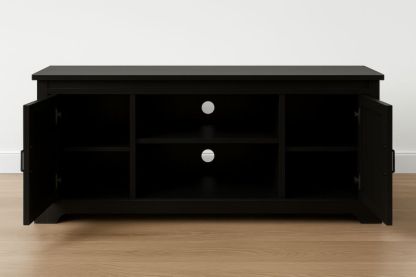 Meuble TV en panneaux de particules noir avec portes 120 x 50 x 40 cm-jardinvitaluz