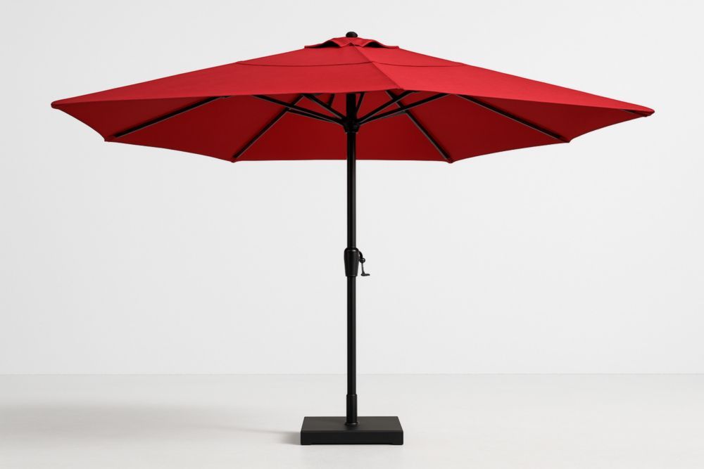 Parasol en aluminium rouge avec toile en polyester d'un diamètre de 300 cm-jardinvitaluz
