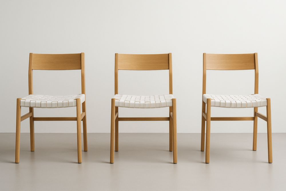 Lot de 3 chaises en bois massif avec assise en cuir synthétique blanc-jardinvitaluz