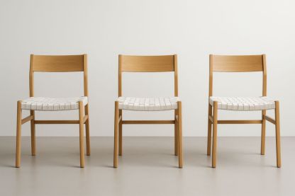 Lot de 3 chaises en bois massif avec assise en cuir synthétique blanc-jardinvitaluz