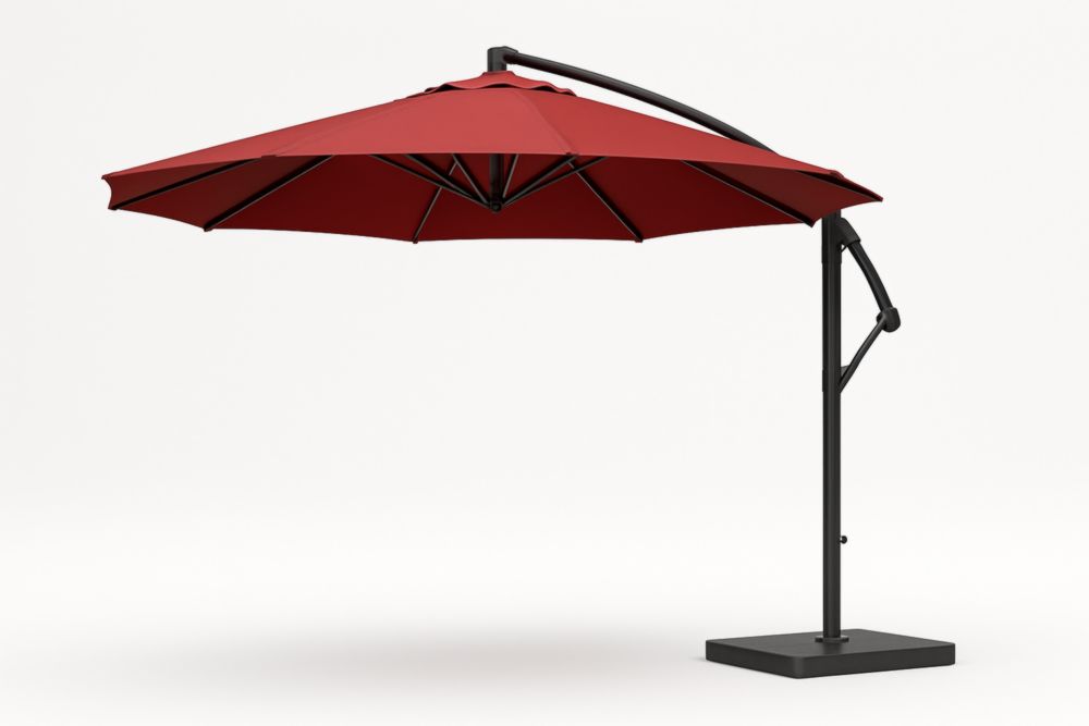 Parasol déporté hexagonal rouge 300 cm aluminium/polyester-jardinvitaluz