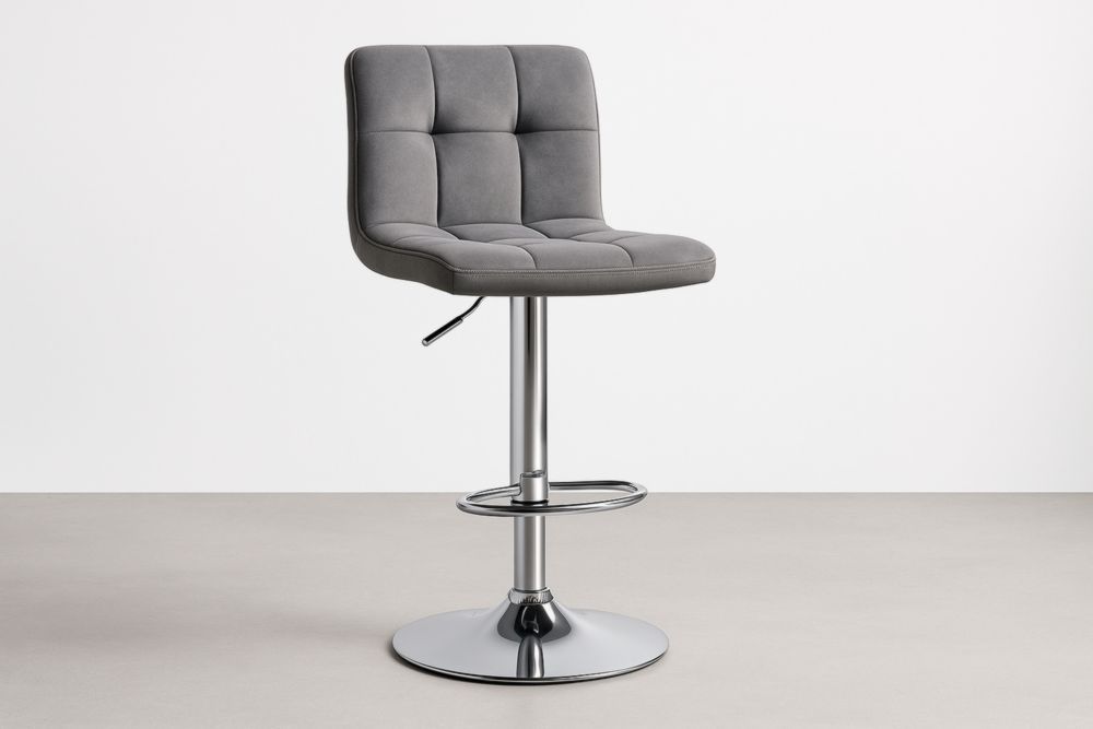 Tabouret de bar en tissu et métal chromé gris-jardinvitaluz