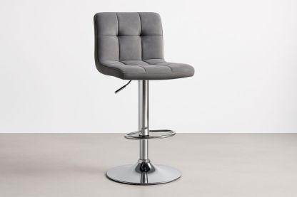 Tabouret de bar en tissu et métal chromé gris-jardinvitaluz