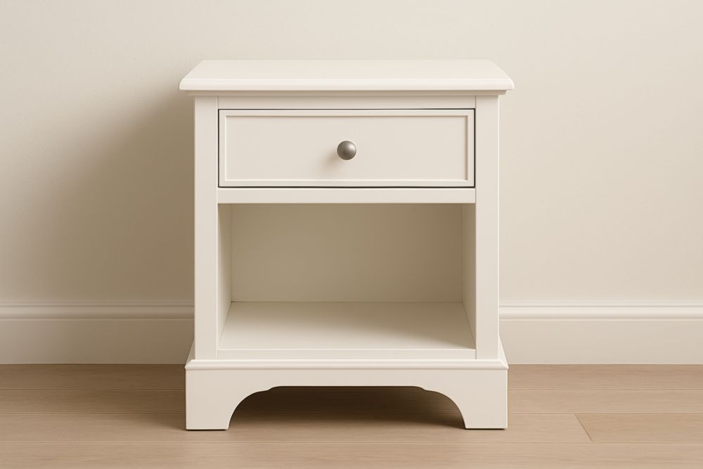 Table de chevet en bois MDF blanc avec tiroir et étagère ouverte 55cm x 45cm x 35cm-jardinvitaluz