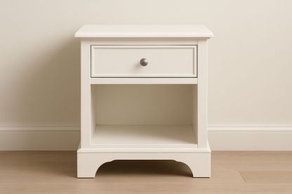 Table de chevet en bois MDF blanc avec tiroir et étagère ouverte 55cm x 45cm x 35cm-jardinvitaluz