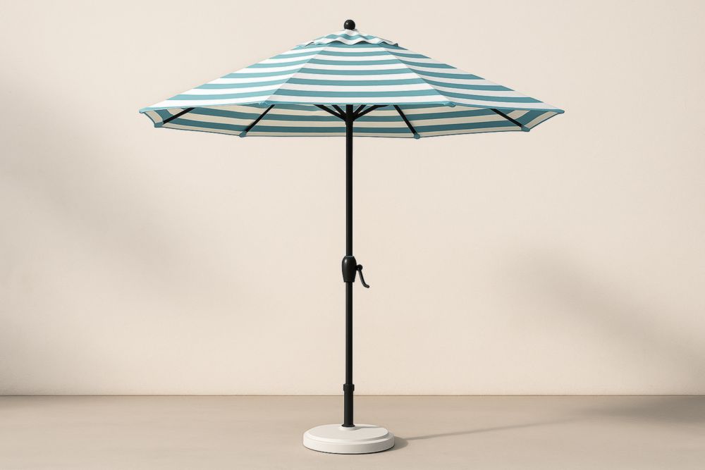 Parasol de jardin rayé Ø3m structure aluminium tissu polyester Bleu/Blanc-jardinvitaluz