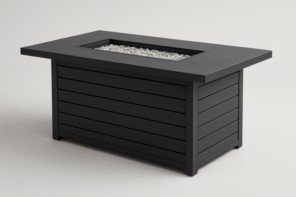 Table de jardin avec foyer intégré en aluminium noir-jardinvitaluz