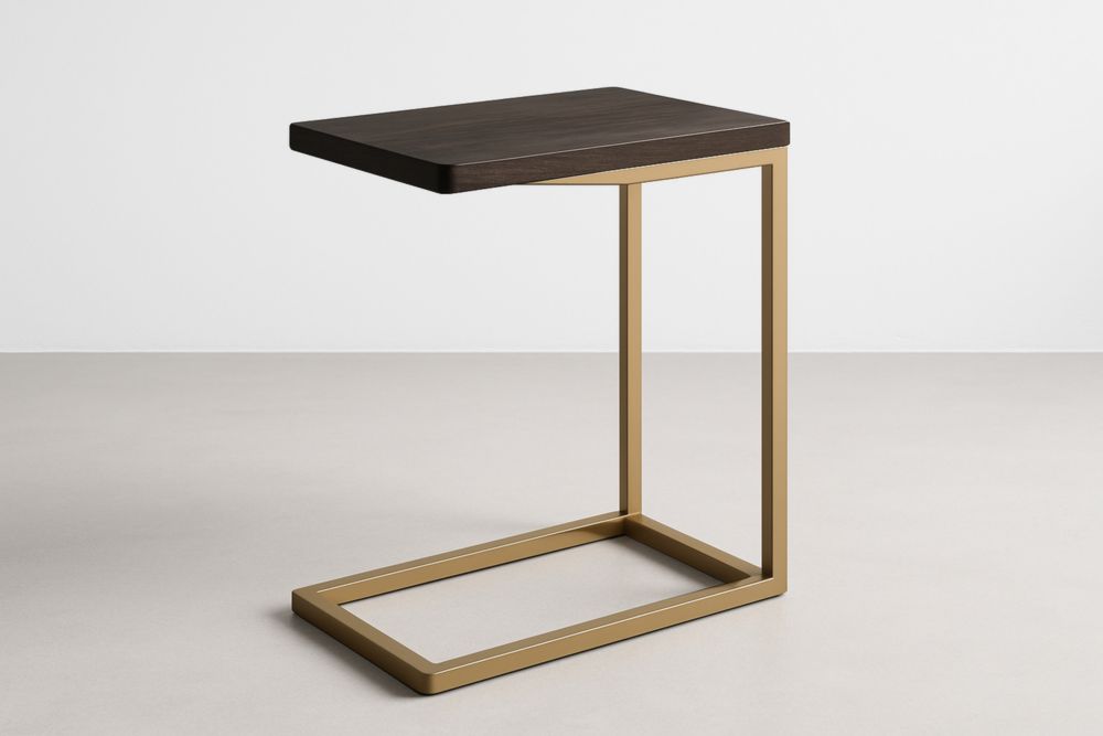 Table d'appoint en bois foncé et métal doré-jardinvitaluz