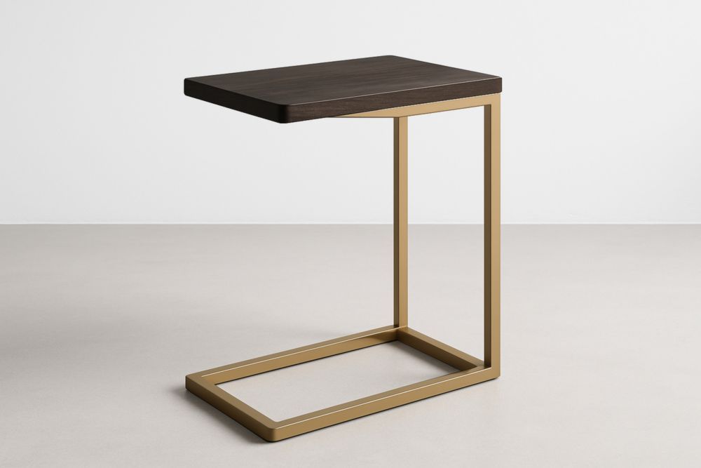 Table d'appoint en bois foncé et métal doré-jardinvitaluz