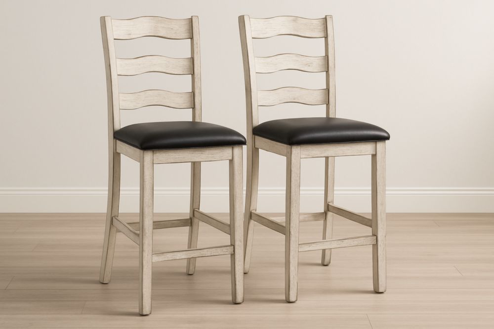 Chaises de Bar en Bois et Similicuir Noir 104 cm (Lot de 2)-jardinvitaluz