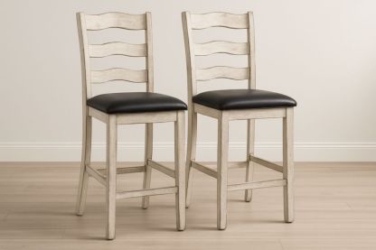 Chaises de Bar en Bois et Similicuir Noir 104 cm (Lot de 2)-jardinvitaluz