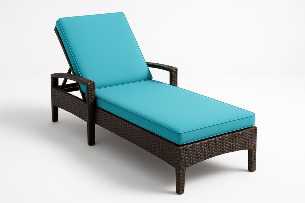 Transat de jardin en résine tressée avec coussins acryliques turquoise 195 cm-jardinvitaluz