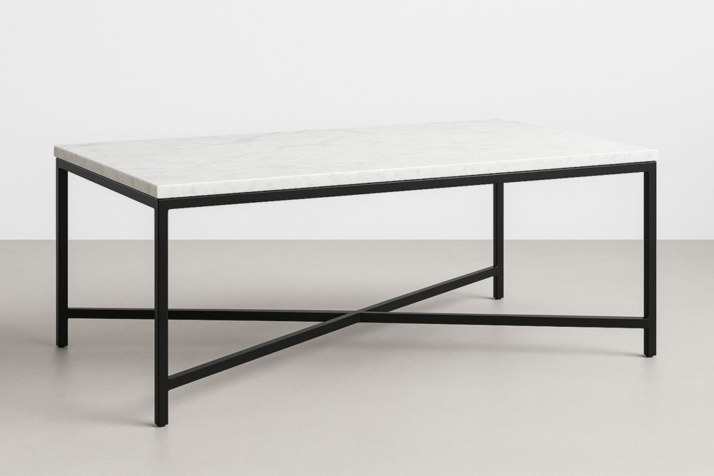 Table basse marbre métal blanc/noir 120x60 cm-jardinvitaluz