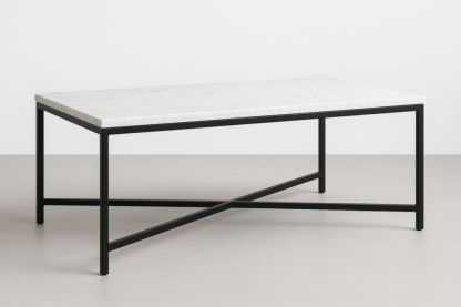 Table basse marbre métal blanc/noir 120x60 cm-jardinvitaluz