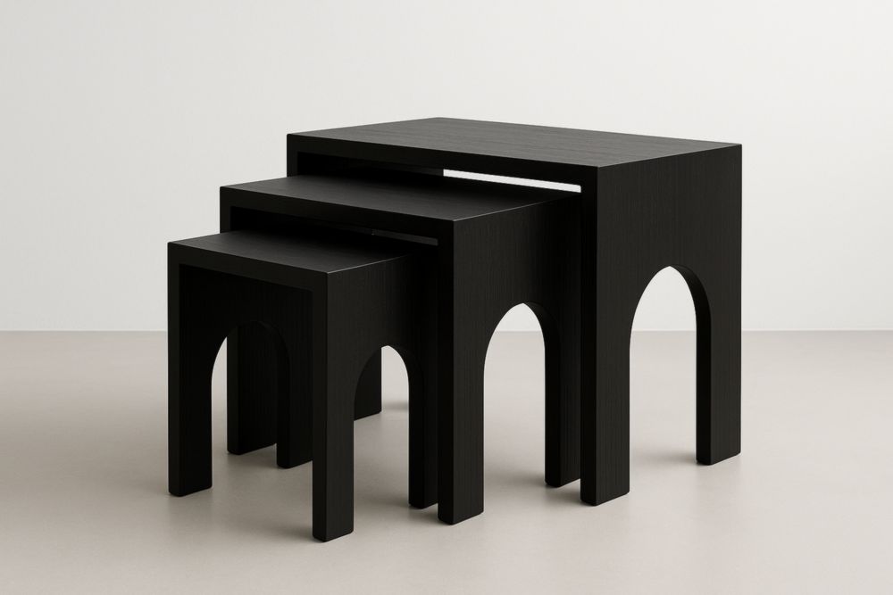 Tables Gigognes en Bois Noir Lot de 3-jardinvitaluz